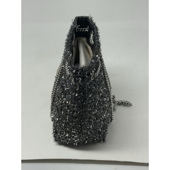 Tory Burch Will Metallic Tweed Small Drawstring Cross body Black chain bag - Picture 4 of 6